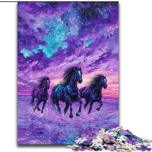 1000-teiliges Puzzle für Teenager, laufende Pferde, Lernspielzeug, einzigartige Geburtstags- und Geschenkideen für Kinder ab 14 Jahren (Größe 50x75cm) von MGQWPZDBD