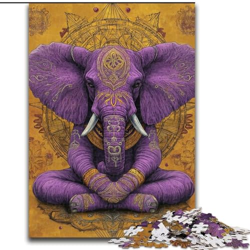 1000-teiliges Puzzle für Teenager, lila Elefant, Lernspielzeug, einzigartige Geburtstags- und Geschenkideen für Kinder ab 14 Jahren (Größe 26x38cm) von MGQWPZDBD