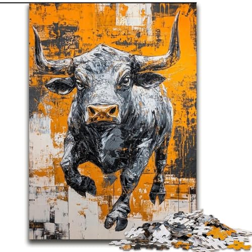 1000-teiliges Puzzle für Teenager, schwarzer Goldener Bulle, Lernspielzeug, einzigartige Geburtstags- und Geschenkideen für Kinder ab 14 Jahren (Größe 26x38cm) von MGQWPZDBD