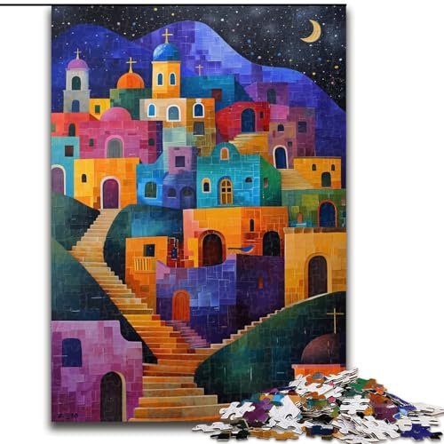 1000-teiliges Puzzle für Teenager, skurrile Stadtlandschaft, Lernspielzeug, einzigartige Geburtstags- und Geschenkideen für Kinder ab 14 Jahren (Größe 26x38cm) von MGQWPZDBD