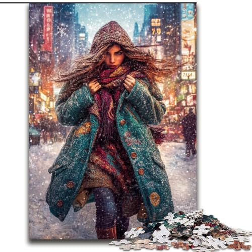 1000-teiliges Puzzle für Teenager Winterfrau, Analyse und Logik mit vollständig ineinandergreifenden, zufällig geformten Teilen für Kinder ab 14 Jahren (Größe 50x75cm) von MGQWPZDBD