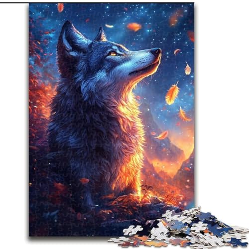 1000-teiliges Puzzle für Teenager Wolf bei Sonnenuntergang, Analyse und Logik mit vollständig ineinandergreifenden, zufällig geformten Teilen für Kinder ab 14 Jahren (Größe 26x38cm) von MGQWPZDBD