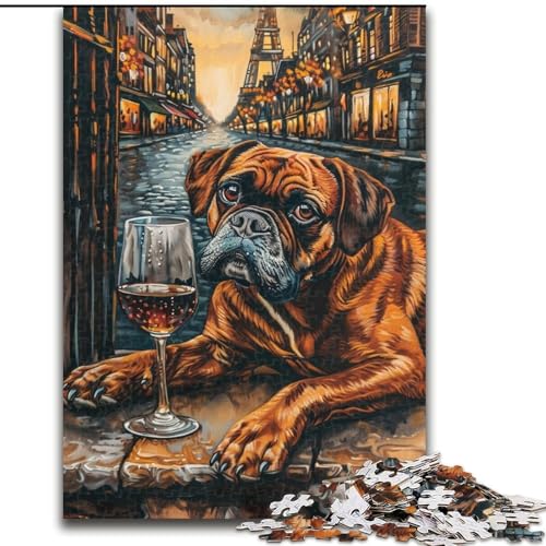 1000-teiliges Puzzle für Teenager: Boxerhund trinkt, analysiert und logisch, mit vollständig ineinandergreifenden, zufällig geformten Teilen, für Kinder ab 14 Jahren (Größe 26x38cm) von MGQWPZDBD