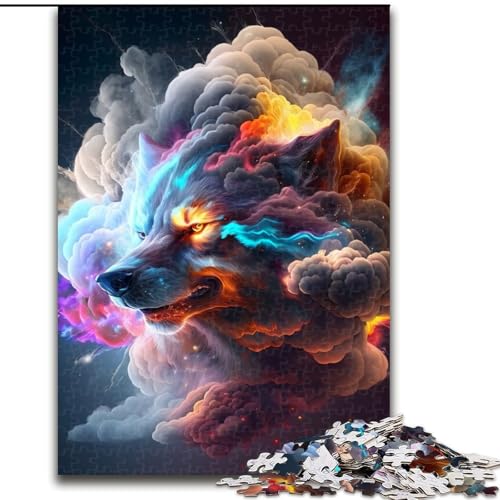 JigsawPuzzle 1000 Teile für Erwachsene „Wolf in Smoke V“ – Anspruchsvolles Denkspiel für Teenager, Spaß für den Spieleabend mit der Familie (Größe: 26x38cm) von MGQWPZDBD