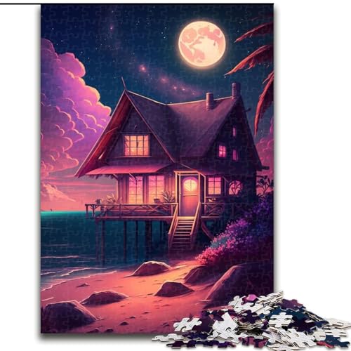 JigsawPuzzle 1000 Teile für Erwachsene Neon Beach House Jigsaw Home Activity für Feiertage, Geburtstage und Familienspielabende (Größe: 26x38cm) von MGQWPZDBD