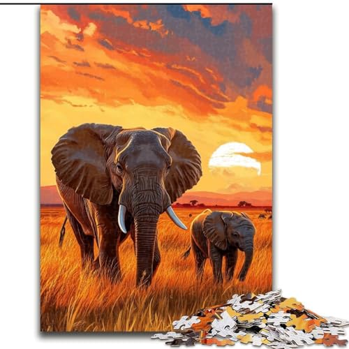 Puzzle 1000 Teile für Erwachsene, Afrikanischer Elefant, anspruchsvolles Denkspiel, Familienaktivität, Heimdekoration, 50x75cm Puzzle 1000 Teile für Erwachsene, Afrikanischer Elefant, anspruchsvolles Denkspiel, Familienaktivität, Heimdekoration, 50x75cm von MGQWPZDBD