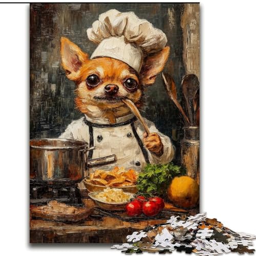 Puzzle 1000 Teile für Erwachsene, Chihuahua-Kochen, Lernspiele, Heimdekoration, geeignet für die Schreibtischdekoration (Größe 50x75cm) von MGQWPZDBD