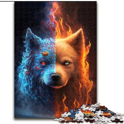 Puzzle 1000 Teile für Erwachsene, EIS- und Feuerhund-Puzzle, anspruchsvolles Denkspiel für Teenager, Spaß für den Familienspieleabend (Größe: 26x38cm) von MGQWPZDBD