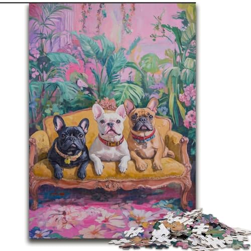 Puzzle 1000 Teile für Erwachsene, Geschenk Hund auf dem Sofa, entspannendes intellektuelles Lernspielzeug, Geburtstagsgeschenk (Größe 26x38cm) von MGQWPZDBD