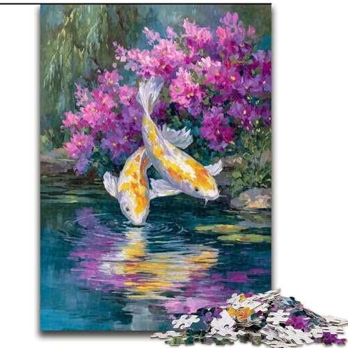 Puzzle 1000 Teile für Erwachsene, Geschenke Goldener Koi, Dekomprimierendes intellektuelles Lernspielzeug, Geburtstagsgeschenk (Größe 50x75cm) von MGQWPZDBD