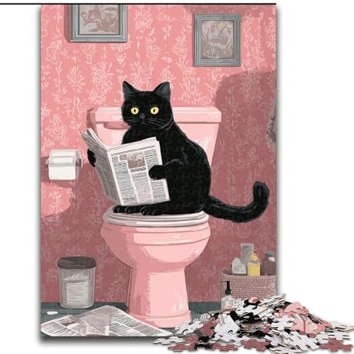 Puzzle 1000 Teile für Erwachsene, Katze auf der Toilette, anspruchsvolles Denkspiel, Familienaktivität, Heimdekoration, 50x75cm Puzzle 1000 Teile für Erwachsene, Katze auf der Toilette, anspruchsvolles Denkspiel, Familienaktivität, Heimdekoration, 50x75cm von MGQWPZDBD