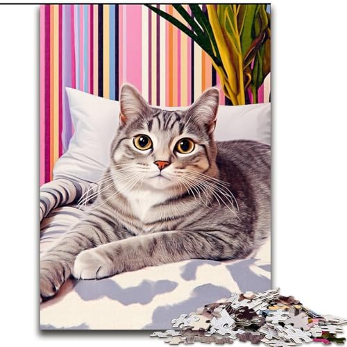Puzzle 1000 Teile für Erwachsene, Katze liegt auf dem Sofa, Lernspiele, Heimdekoration, geeignet für die Schreibtischdekoration (Größe 26x38cm) von MGQWPZDBD