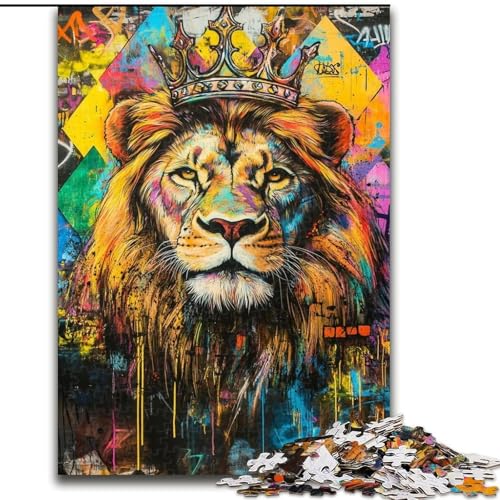 Puzzle 1000 Teile für Erwachsene, König der Löwen, Lernspiele, Heimdekoration, geeignet als Schreibtischdekoration (Größe 26x38cm) von MGQWPZDBD