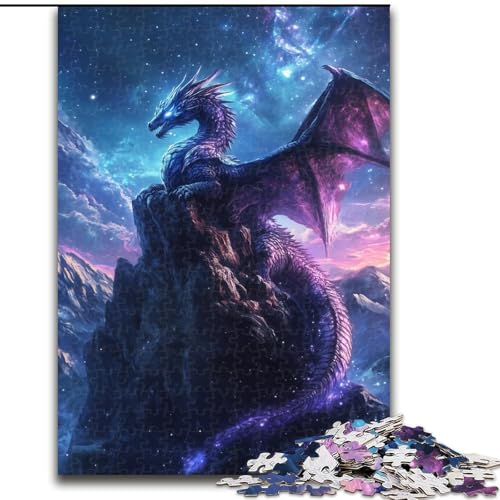 Puzzle 1000 Teile für Erwachsene, Kosmischer Drache, Lernspiele, Heimdekoration, geeignet für die Schreibtischdekoration (Größe 26x38cm) von MGQWPZDBD