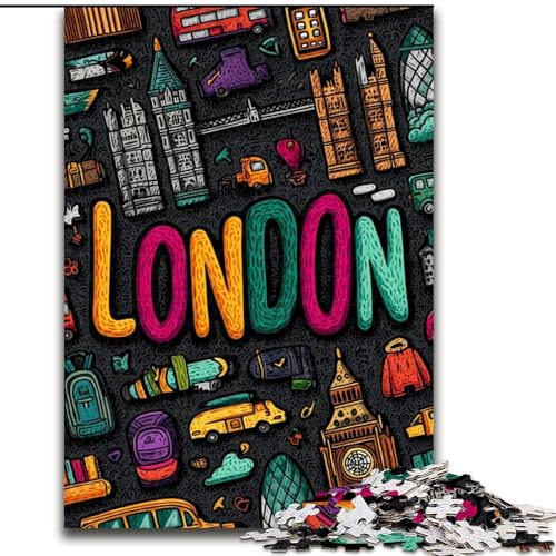 Puzzle 1000 Teile für Erwachsene, London-Logo, Lernspiele, Heimdekoration, geeignet für die Schreibtischdekoration (Größe 50x75cm) von MGQWPZDBD