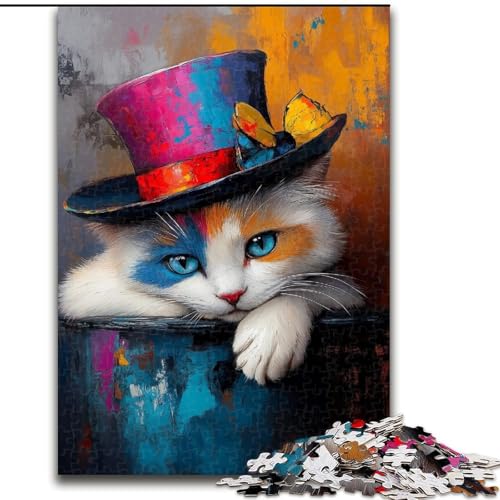 Puzzle 1000 Teile für Erwachsene, Magische Katze, Lernspiele, Heimdekoration, geeignet für die Schreibtischdekoration (Größe 50x75cm) von MGQWPZDBD