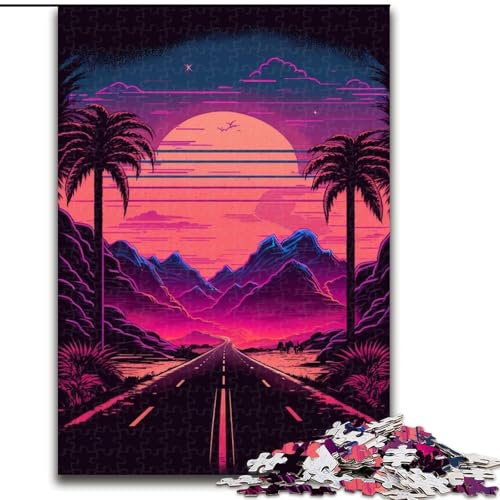 Puzzle 1000 Teile für Erwachsene, Neonlandschaft, Familienaktivitätsspiel für Teenager, anspruchsvolles Denkspiel (Größe: 26x38cm) von MGQWPZDBD