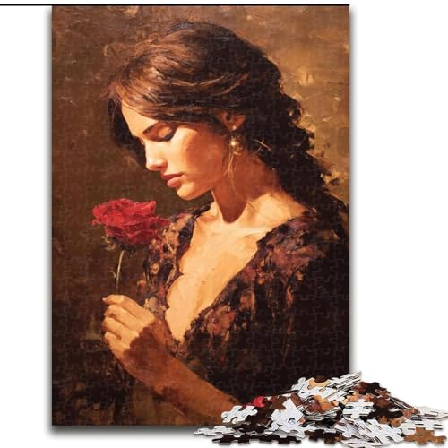 Puzzle 1000 Teile für Erwachsene, Rosenmädchen, Lernspiele, Heimdekoration, geeignet für die Schreibtischdekoration (Größe 26x38cm) von MGQWPZDBD