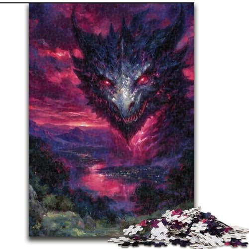 Puzzle 1000 Teile für Erwachsene, geheimnisvoller Drache, Lernspiele, Heimdekoration, geeignet für die Schreibtischdekoration (Größe 26x38cm) von MGQWPZDBD