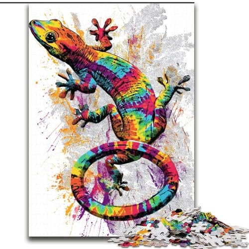 Puzzle 1000 Teile für Erwachsene und Jugendliche, Aquarell-Gecko, Lernspielzeug, Familienspiele, einzigartige Geburtstags- und Geschenkideen (Größe 50x75cm) von MGQWPZDBD
