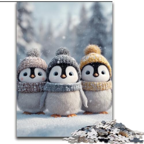 Puzzle 1000 Teile für Erwachsene und Jugendliche, DREI Pinguine, Lernspielzeug, Familienspiele, einzigartige Geburtstags- und Geschenkideen (Größe 50x75cm) von MGQWPZDBD