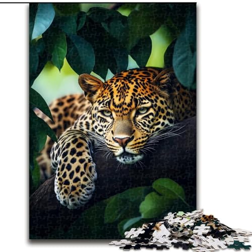 Puzzle 1000 Teile für Erwachsene und Jugendliche, Dschungelleopard, Lernspielzeug, Familienspiele, einzigartige Geburtstags- und Geschenkideen (Größe 26x38cm) von MGQWPZDBD