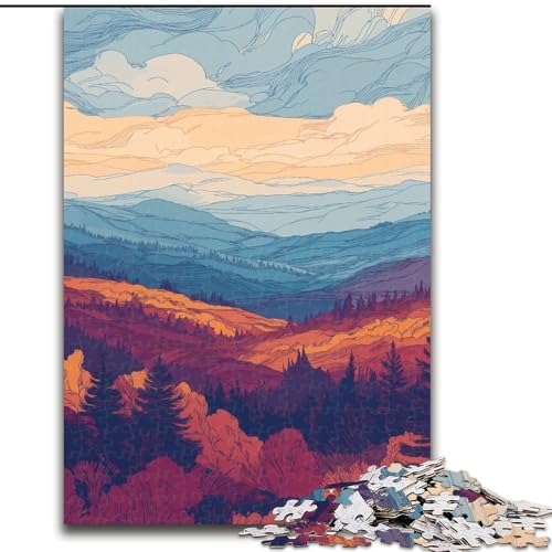 Puzzle 1000 Teile für Erwachsene und Jugendliche, Herbstberge, Familienspiel für und einzigartige Heimdekoration und Geschenke für 14-Jährige (Größe 26x38cm) von MGQWPZDBD