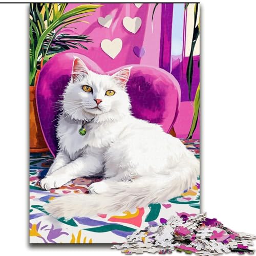 Puzzle 1000 Teile für Erwachsene und Jugendliche, Katze liegt auf dem Sofa, Lernspielzeug, einzigartige Heimdekoration und Geschenke (Größe 26x38cm) von MGQWPZDBD
