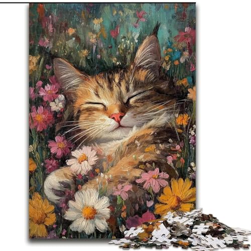 Puzzle 1000 Teile für Erwachsene und Jugendliche, Kunstkatze, Lernspielzeug, Familienspiele, einzigartige Geburtstags- und Geschenkideen (Größe 26x38cm) von MGQWPZDBD