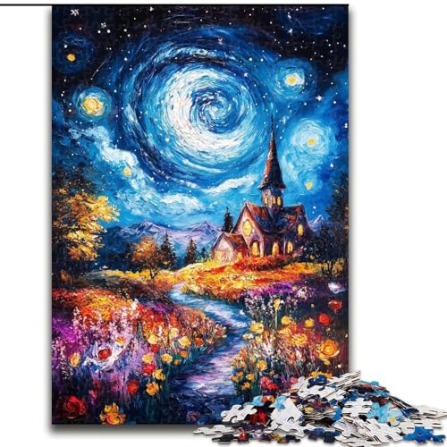 Puzzle 1000 Teile für Erwachsene und Jugendliche, Nachthimmel-Schloss, Lernspielzeug, einzigartige Heimdekoration und Geschenke (Größe 26x38cm) von MGQWPZDBD