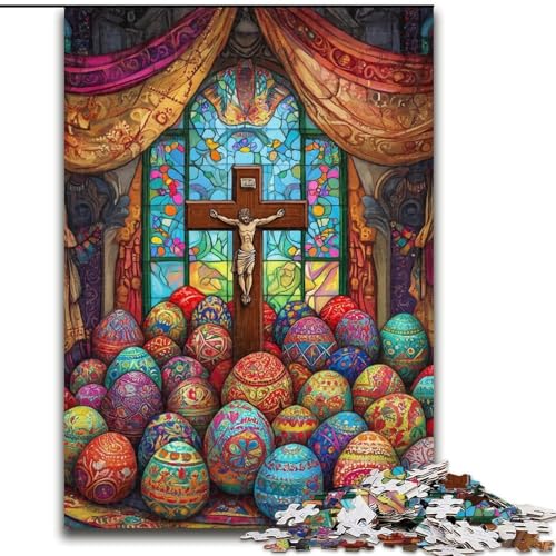 Puzzle 1000 Teile für Erwachsene und Jugendliche, Osterkreuz, Lernspielzeug, einzigartige Heimdekoration und Geschenke (Größe 50x75cm) von MGQWPZDBD