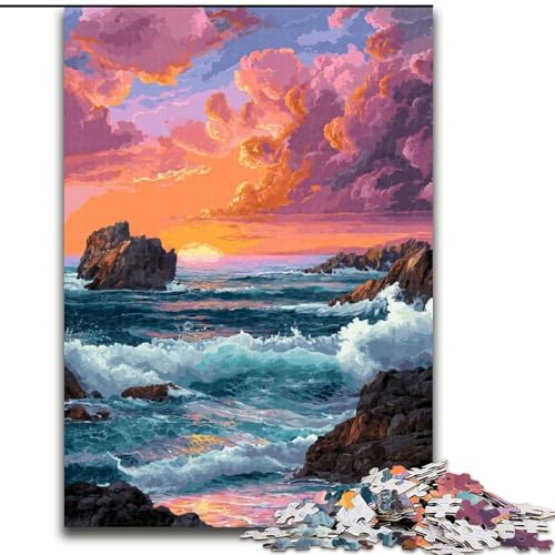 Puzzle 1000 Teile für Erwachsene und Jugendliche, Sonnenuntergang am Meer, Lernspielzeug, einzigartige Heimdekoration und Geschenke (Größe 50x75cm) von MGQWPZDBD