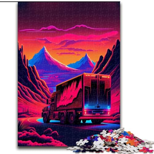 Puzzle 1000 Teile für Erwachsene und Jugendliche, Synthwave Truck, Lernspielzeug, Familienspiele, einzigartige Geburtstags- und Geschenkideen (Größe 50x75cm) von MGQWPZDBD