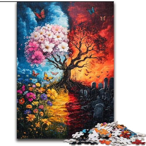 Puzzle 1000 Teile für Erwachsene und Jugendliche, Yin-Yang-Baum, Familienspiel für und einzigartige Heimdekoration und Geschenke für 14-Jährige (Größe 26x38cm) von MGQWPZDBD