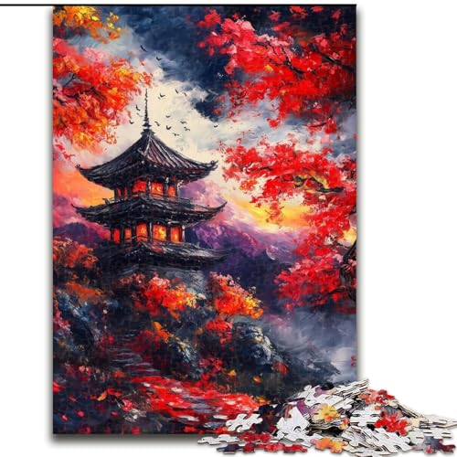 Puzzle 1000 Teile für Erwachsene und Jugendliche, japanische Tempel, Lernspielzeug, Familienspiele, einzigartige Geburtstags- und Geschenkideen (Größe 50x75cm) von MGQWPZDBD