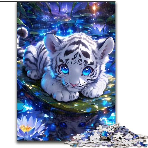Puzzle 1000 Teile für Erwachsene und Jugendliche, weißer Tiger, Lernspielzeug, einzigartige Heimdekoration und Geschenke (Größe 50x75cm) von MGQWPZDBD