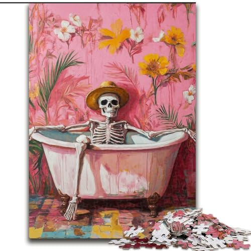 Puzzle 1000 Teile für Teenager, Badezimmer-Skelett, Familienunterhaltungsspielzeug ganze Familie ab 14 Jahren (Größe 26x38cm) von MGQWPZDBD