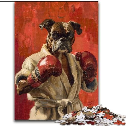 Puzzle 1000 Teile für Teenager, Bulldoggen-Boxen, Familienunterhaltungsspielzeug, ganze Familie, ab 14 Jahren (Größe 50x75cm) von MGQWPZDBD