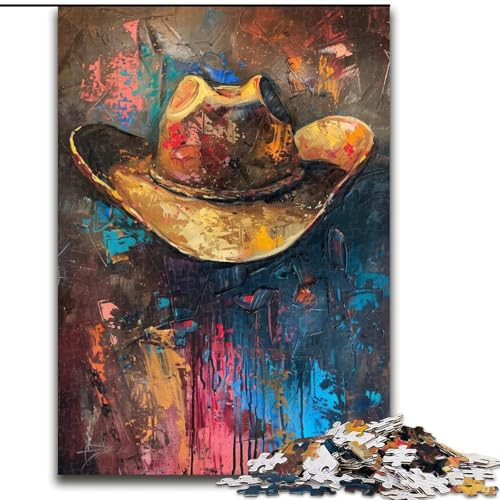 Puzzle 1000 Teile für Teenager, Cowboyhut, Familienunterhaltungsspielzeug, ganze Familie ab 14 Jahren (Größe 50x75cm) von MGQWPZDBD
