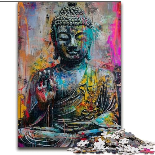 Puzzle 1000 Teile für Teenager, Geschenke, Buddha-Graffiti, Spielzeug, Lernspiele, Stressabbau, tolle Geschenke und Spielzeuge (Größe 26x38cm) von MGQWPZDBD