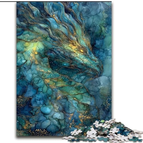 Puzzle 1000 Teile für Teenager, Geschenke, Buntglasdrache, Familienunterhaltungsspielzeug, ganze Familie, für Kinder ab 14 Jahren (Größe 26x38cm) von MGQWPZDBD