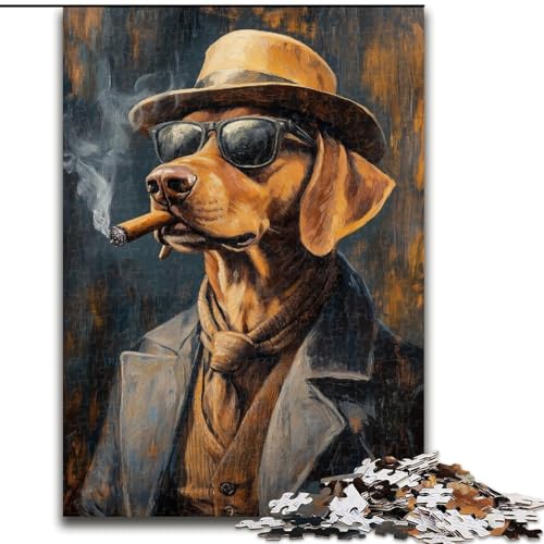 Puzzle 1000 Teile für Teenager, Geschenke, Dackel, der Zigarette raucht, Spielzeug, Lernspiele, Stressabbau, tolle Geschenke und Spielzeuge (Größe 50x75cm) von MGQWPZDBD