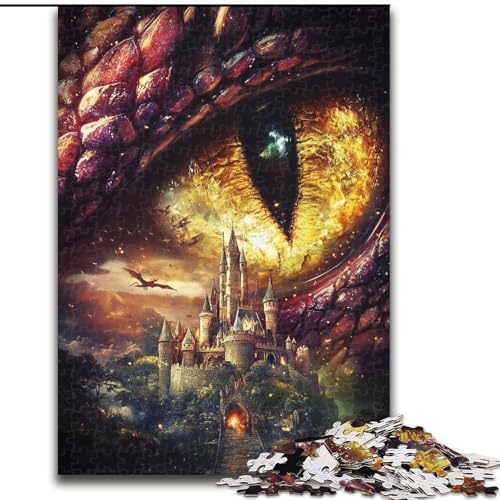 Puzzle 1000 Teile für Teenager, Geschenke, Drachenauge-Schloss, Spielzeug, Lernspiele, Stressabbau, tolle Geschenke und Spielzeuge (Größe 26x38cm) von MGQWPZDBD