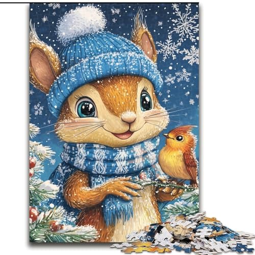 Puzzle 1000 Teile für Teenager, Geschenke, Eichhörnchen im Winter, Spielzeug, Lernspiele, Stressabbau, tolle Geschenke und Spielzeuge (Größe 50x75cm) von MGQWPZDBD