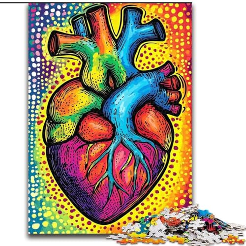 Puzzle 1000 Teile für Teenager, Geschenke, Farbherz, Spielzeug, Lernspiele, Stressabbau, tolle Geschenke und Spielzeuge (Größe 26x38cm) von MGQWPZDBD