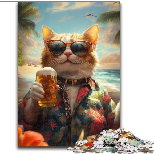Puzzle 1000 Teile für Teenager, Geschenke, Katze im Urlaub, Spielzeug, Lernspiele, Stressabbau, tolle Geschenke und Spielzeuge (Größe 26x38cm) von MGQWPZDBD