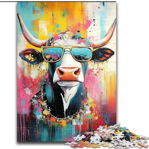 Puzzle 1000 Teile für Teenager, Geschenke, Kuh-Ölgemälde, Familienunterhaltungsspielzeug, ganze Familie, ab 14 Jahren (Größe 26x38cm) von MGQWPZDBD