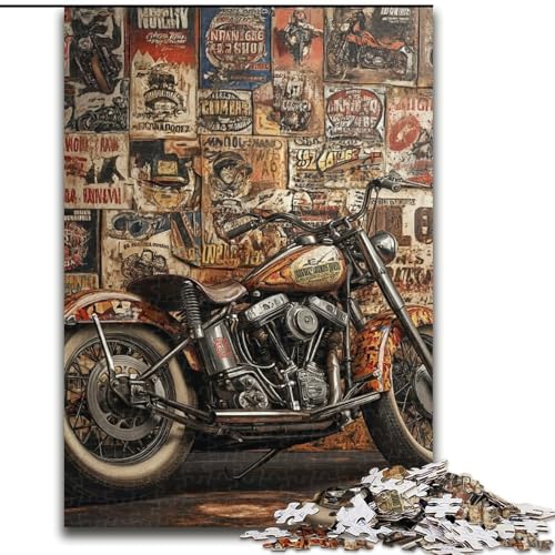 Puzzle 1000 Teile für Teenager, Geschenke, Retro-Motorrad, Spielzeug, Lernspiele, Stressabbau, tolle Geschenke und Spielzeuge (Größe 50x75cm) von MGQWPZDBD