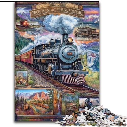 Puzzle 1000 Teile für Teenager, Geschenke, Zugcollage, Familienunterhaltungsspielzeug, ganze Familie, ab 14 Jahren (Größe 50x75cm) von MGQWPZDBD