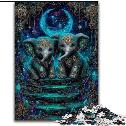 Puzzle 1000 Teile für Teenager, Geschenke, geheimnisvoller Elefant, Familienunterhaltungsspielzeug, ganze Familie, für Kinder ab 14 Jahren (Größe 26x38cm) von MGQWPZDBD